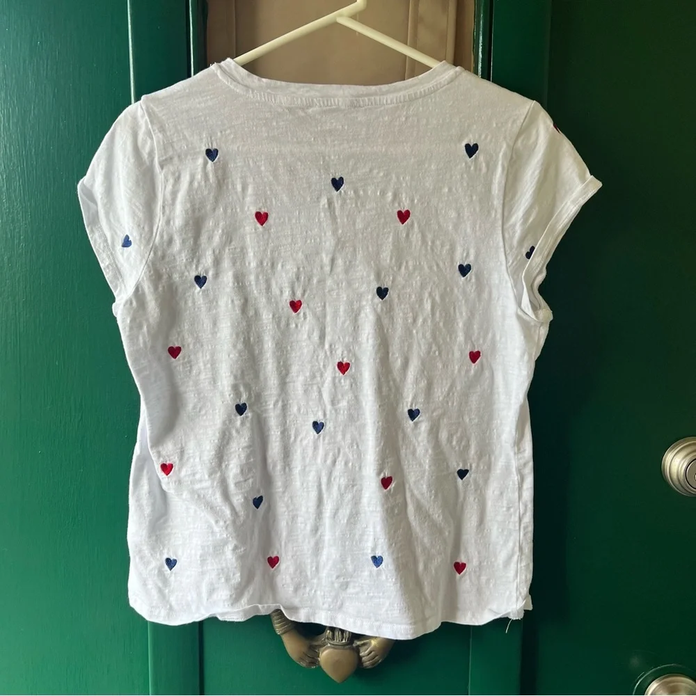 Cynthia Rowley White Top with Blue Heart Detail - Picture 3 of 3